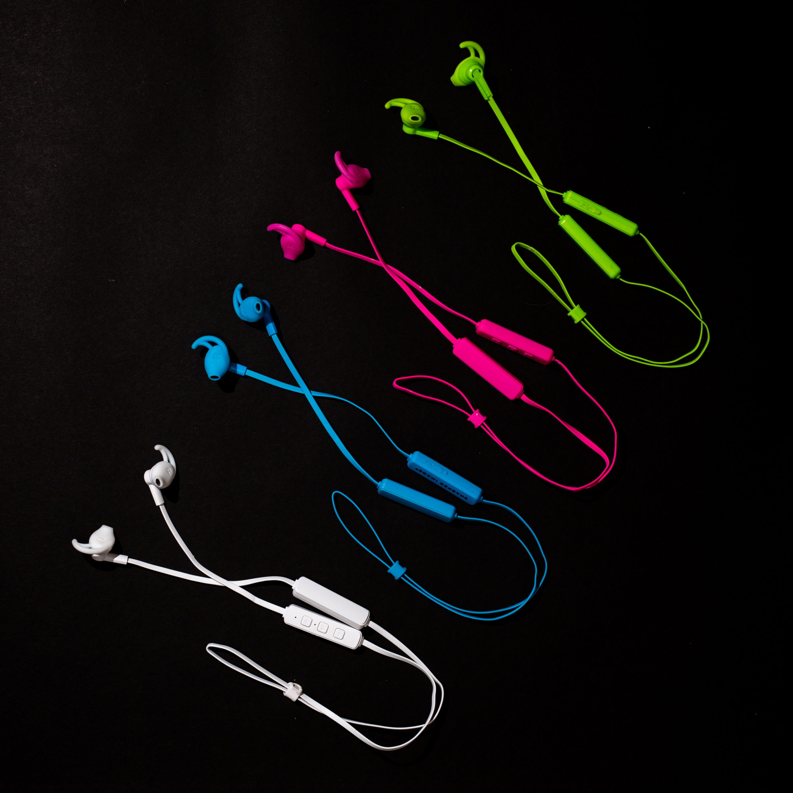 Sharper image earphones neon colors