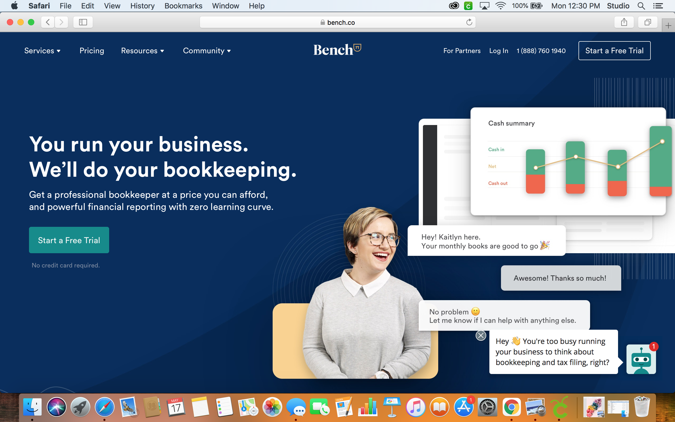 homepage of bench.co