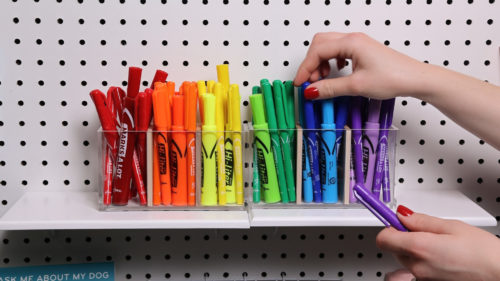 highlighters displayed in rainbow order