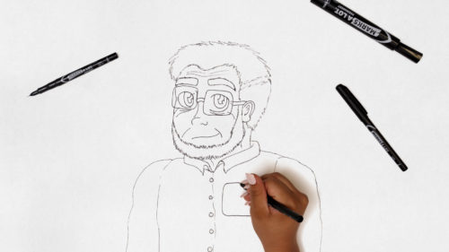 sketch of a man with glasses