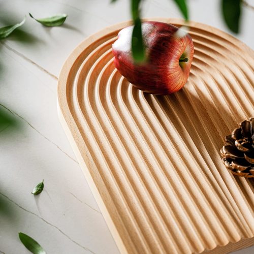 Poitemsic Creative Arch Dessert Tray Wavy Wood