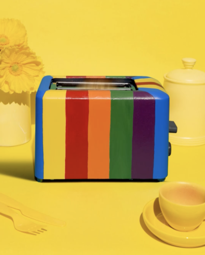 Yellow Background Rainbow Toaster