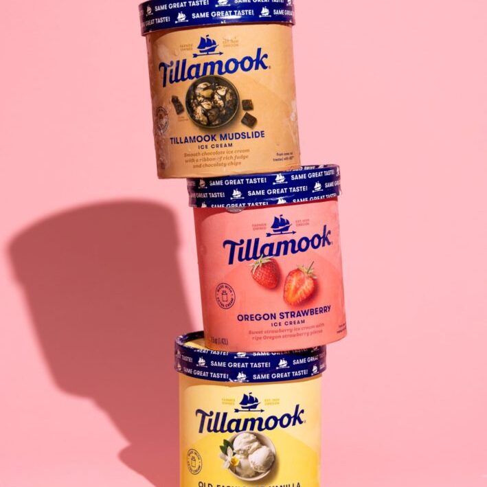 stack of tillamook ice cream quarts